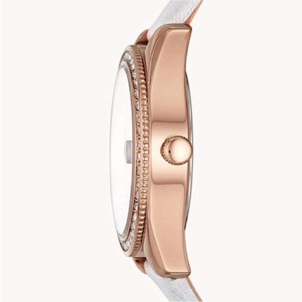 Fossil Ladies Scarlette Mini Three-Hand Date Mineral Gray Leather Watch (ES4556) - Picture 3 of 4